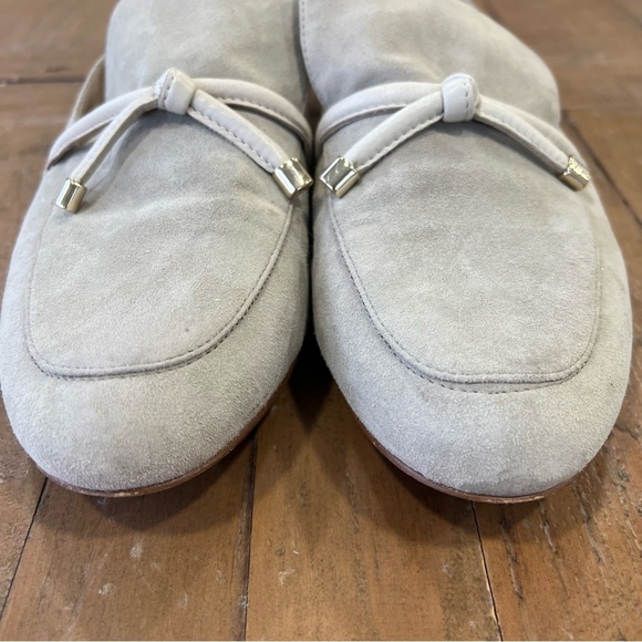 Louise Et Cie Tan Suede Leather Tie Almond Toe Loafer Flats 8 Old Money Preppy - Picture 4 of 13